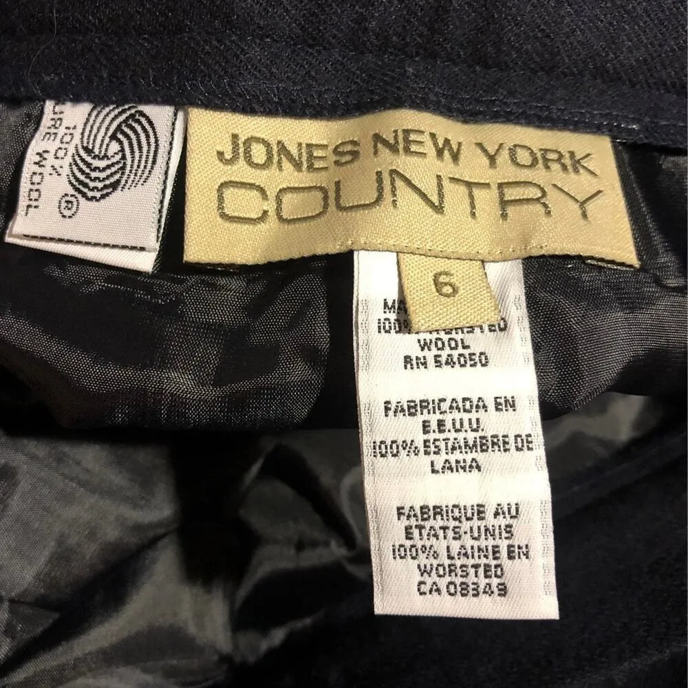 NWT vintage Jones New York country navy wool high waisted pleated pants size 6 - Image 3