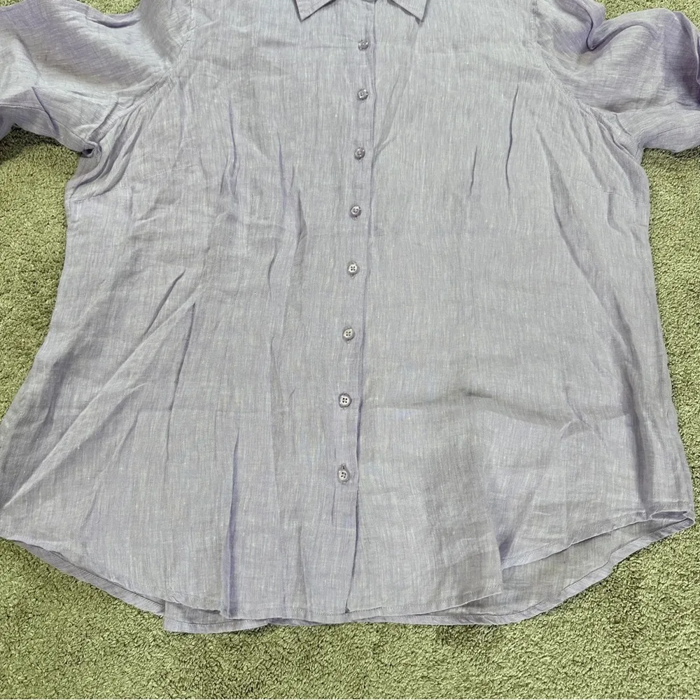 Coldwater Creek Women’s 100% Linen Button Down Shirt 3/4 Sleeve in Purple 2X - Image 3