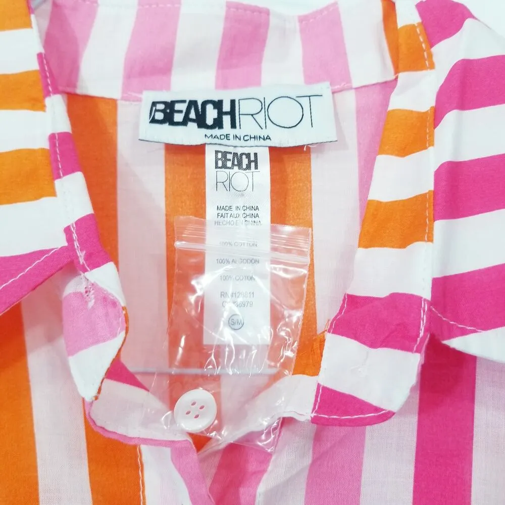 Beach Riot Alexa Sunset Stripes Collared Blouse Swim Cover - Image 8