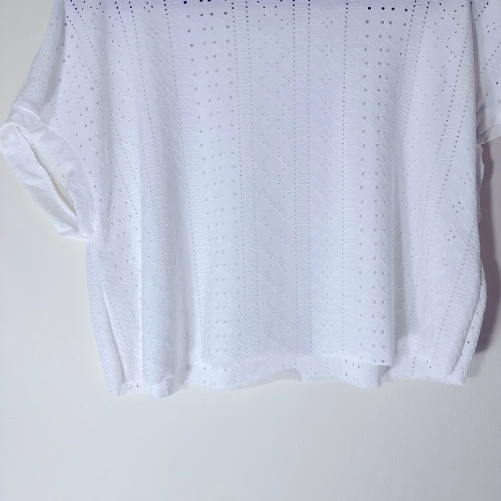 Zara eyelet boxy crop top oversized white size small - Image 13