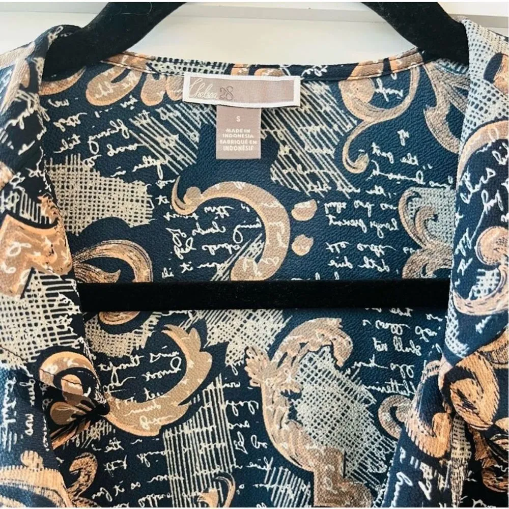 Chelsea28 Print Ruffle Wrap Dress Size Small Women’s Navy - Image 9