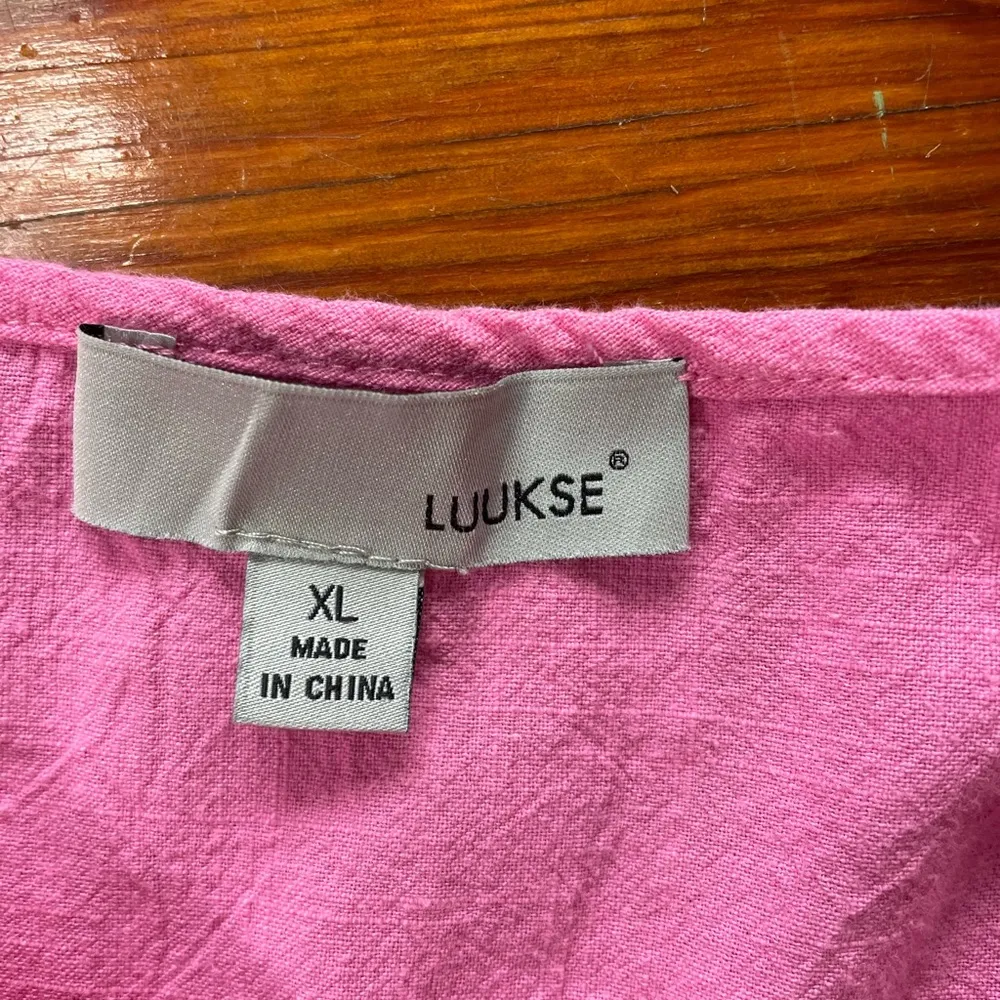 Luukse Bright Pink Tiered Babydoll Puff Sleeve Cottage Core Dress Sz XL - Image 4