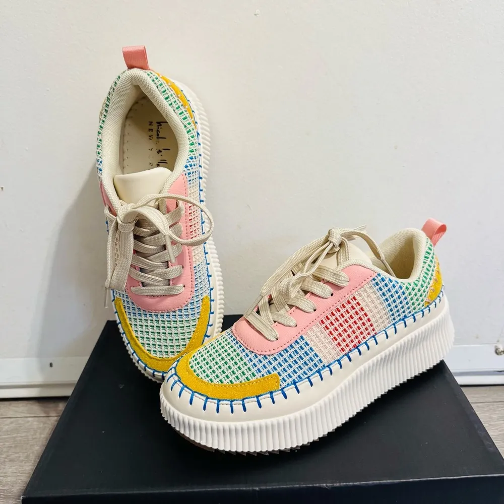 Nicole Miller New York Brita Colorful Platform Patchwork Sneakers Size 6.5 - Image 3