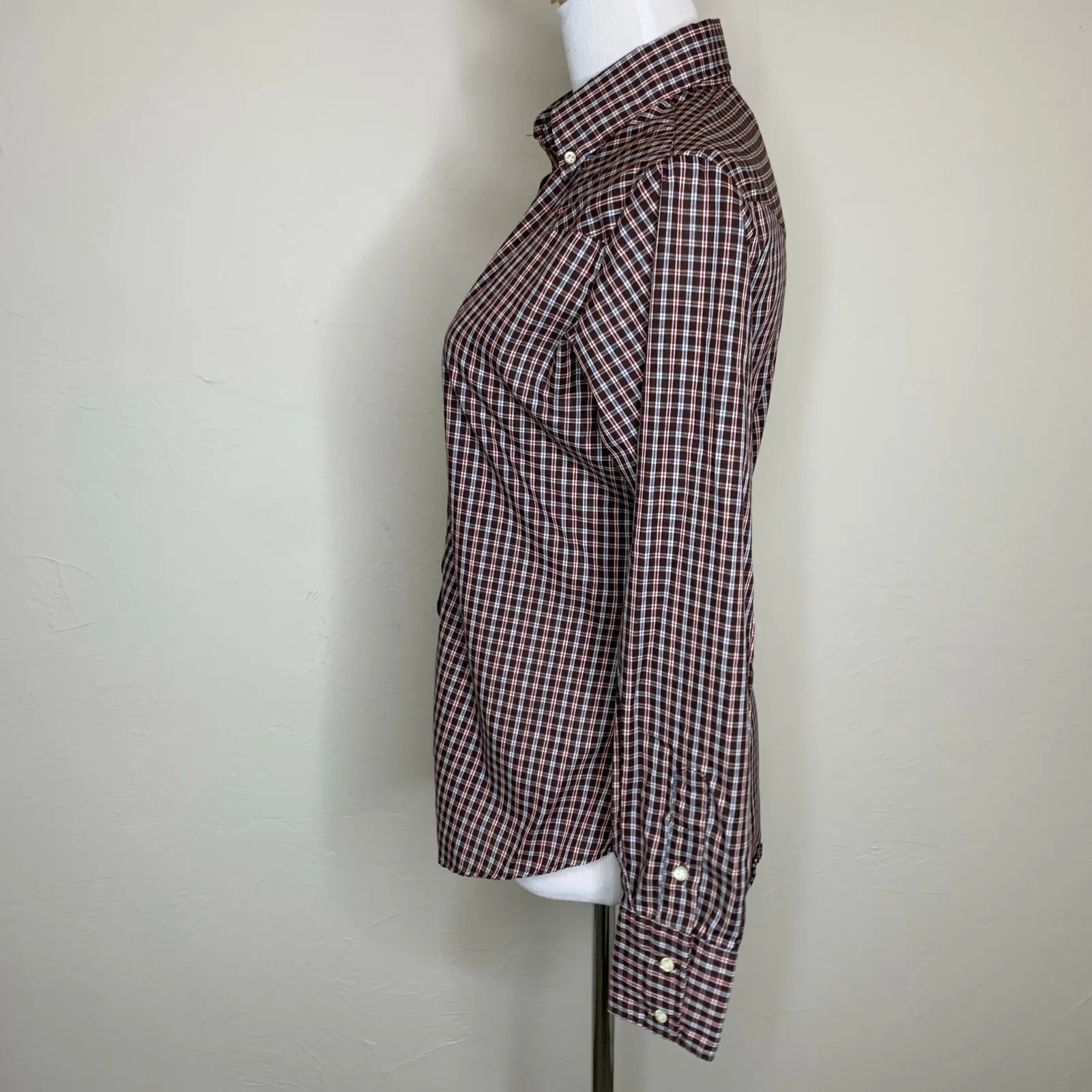 Panhandle Slim Plaid Brown Fitted Western Shirt Sz Small - Image 3