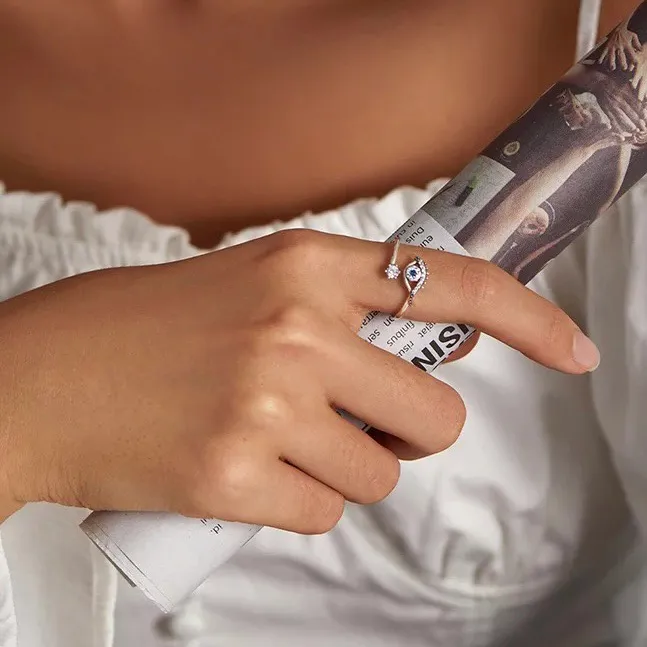 925  Evil Eye Crystal Ring - Image 3