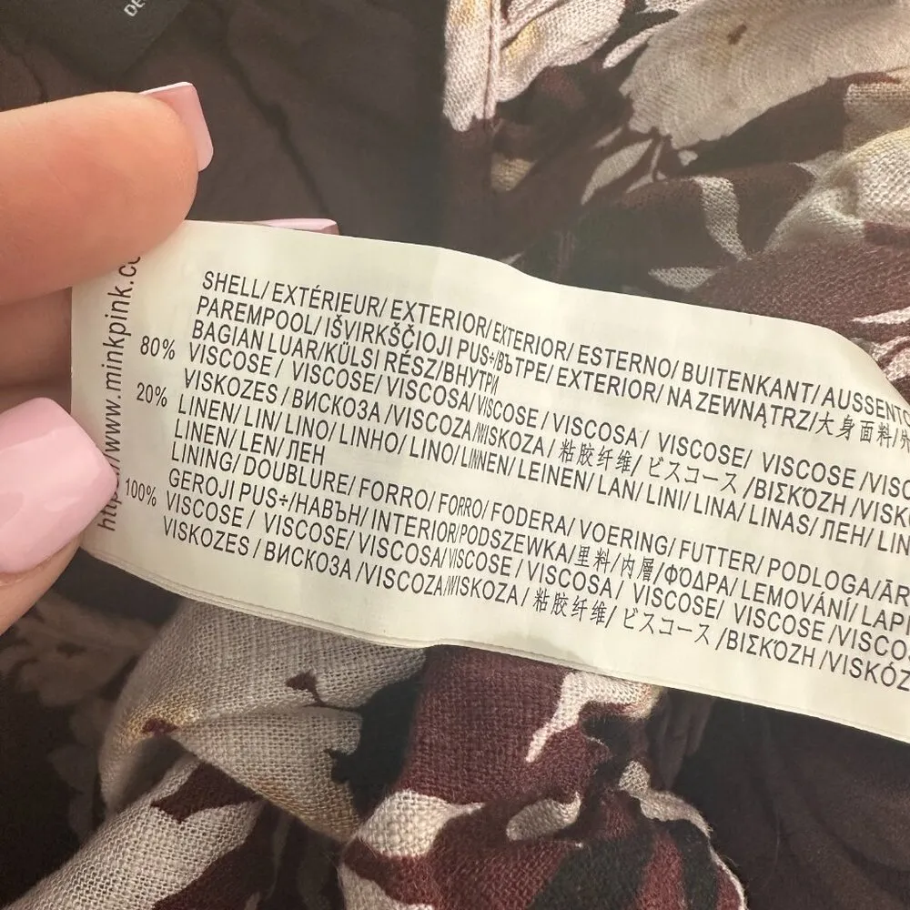 MinkPink Maya Floral Cropped Top & Pant Matching Set Women's XS - Image 10