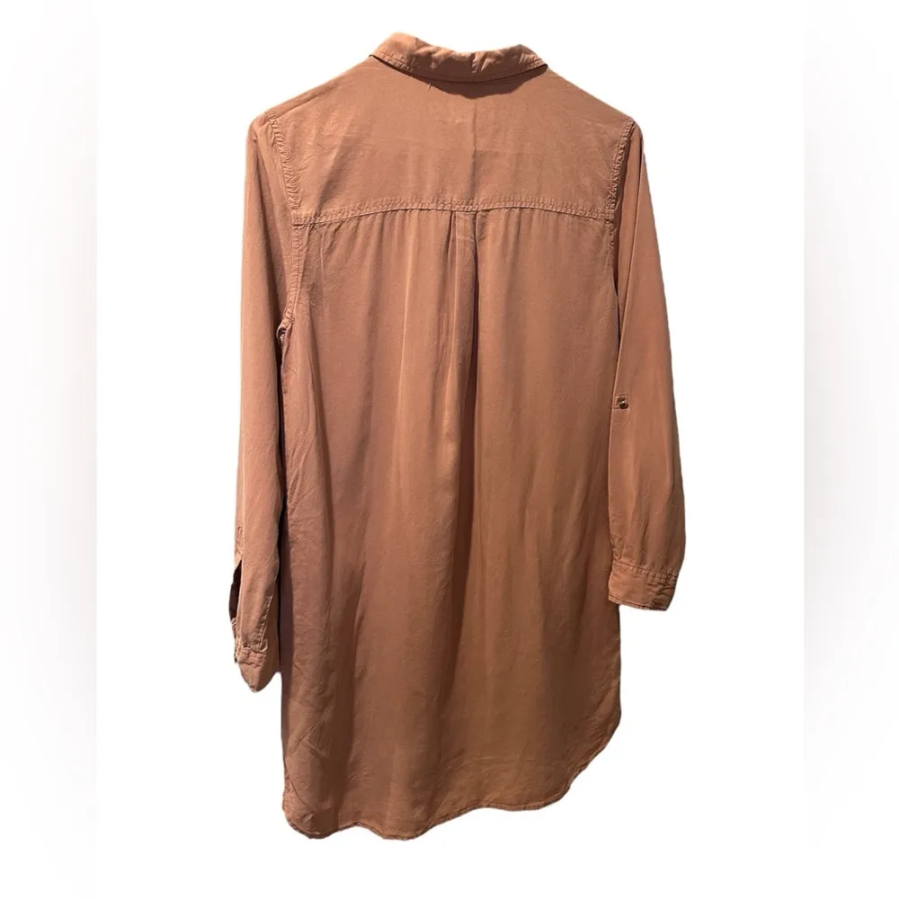 Thread + Supply Terracotta Button Front Shirt Dress Pockets Lyocell Size Medium Pink - Image 7