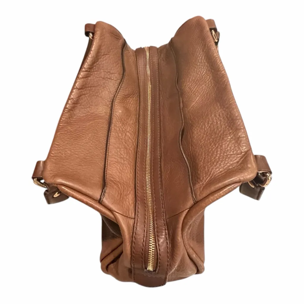 UGG Brown Pebbled Leather Shoulder Bag Gold Hardware Zip Top - Image 5