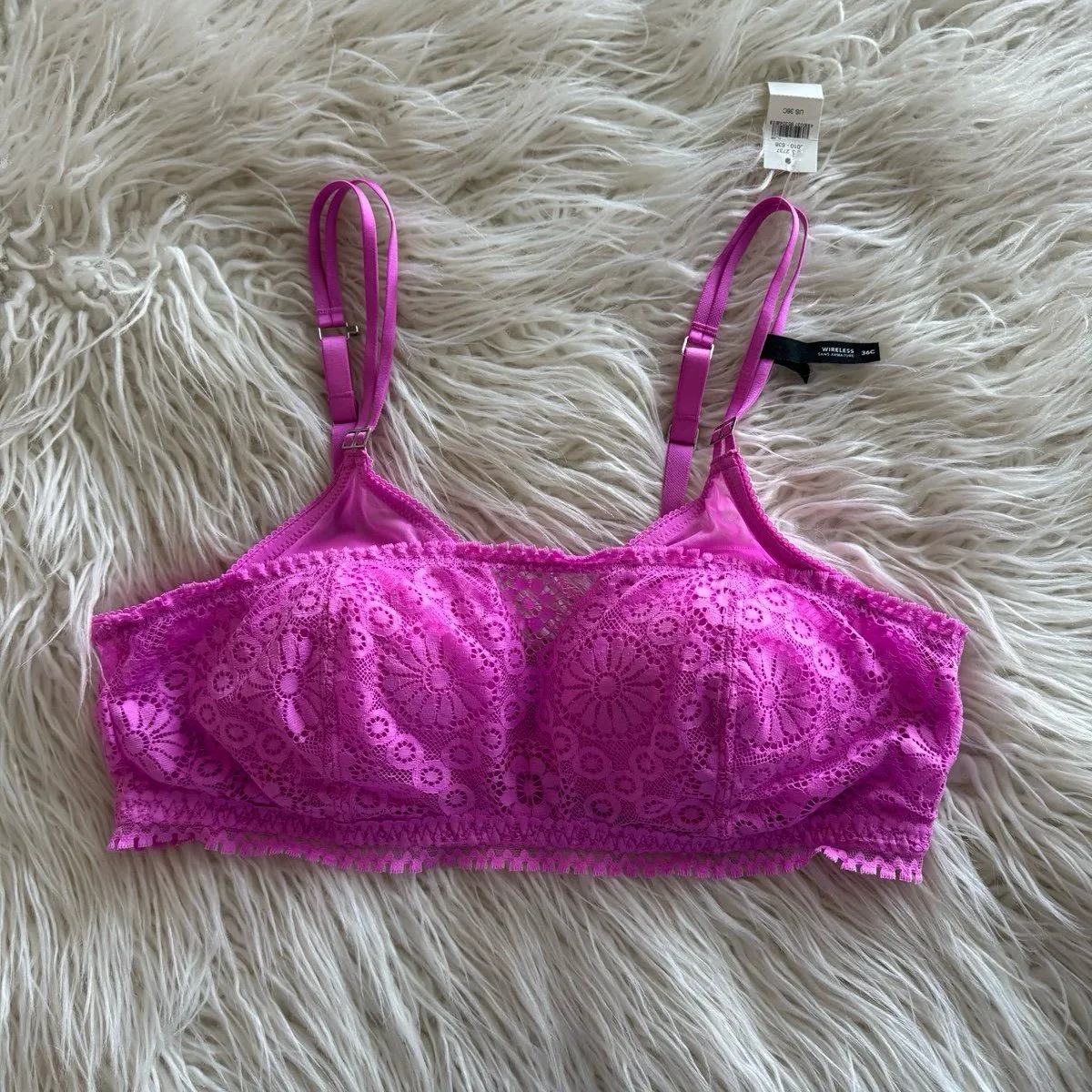 Aerie Real Power Wireless Push Up Joy Convertible Lace Bra Pink Tropics Size 36C - Image 2