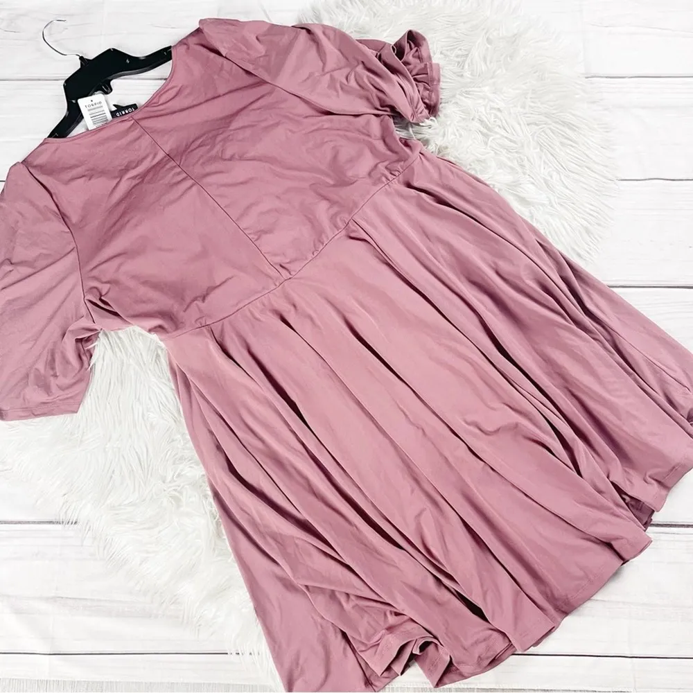 Torrid Women's Mini Studio Knit Cinch Front Skater Vneck  Dress in Purple Size 4 - Image 4