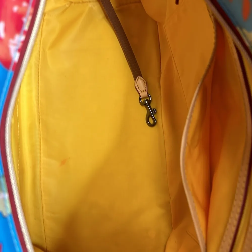 Dooney & Bourke PVC Blue, Red, Orange & Green Large Floral Garden Tote. - Image 5