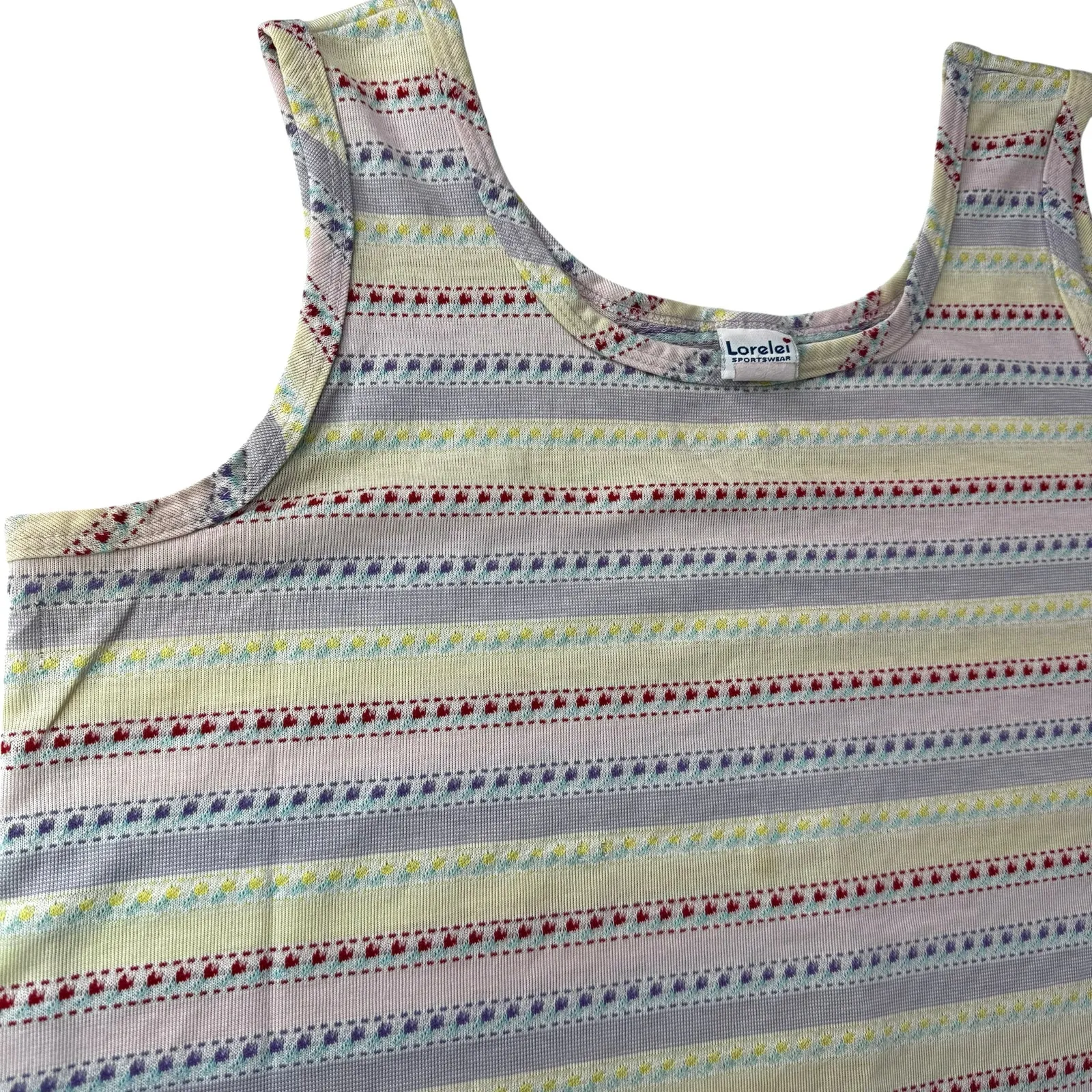 Vtg Pastel Knit Tank Top 80s Cottagecore Coquette Soft Aesthetic Wmns Lg Boxy Purple - Image 5