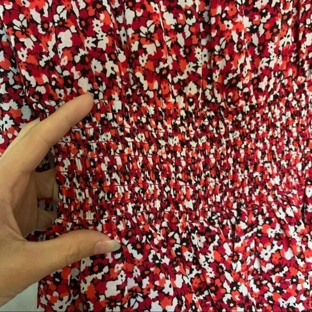 Michael kors sunari printed off shoulder ruffle long sleeve dress xs - Image 4