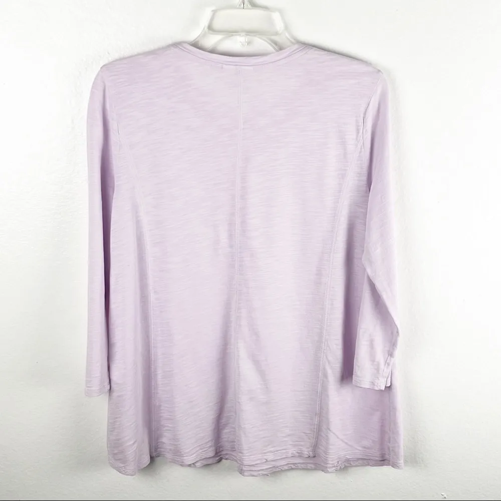 J. JILL 100% Pima Cotton Light Purple Sheer Top, Size Medium - Image 2