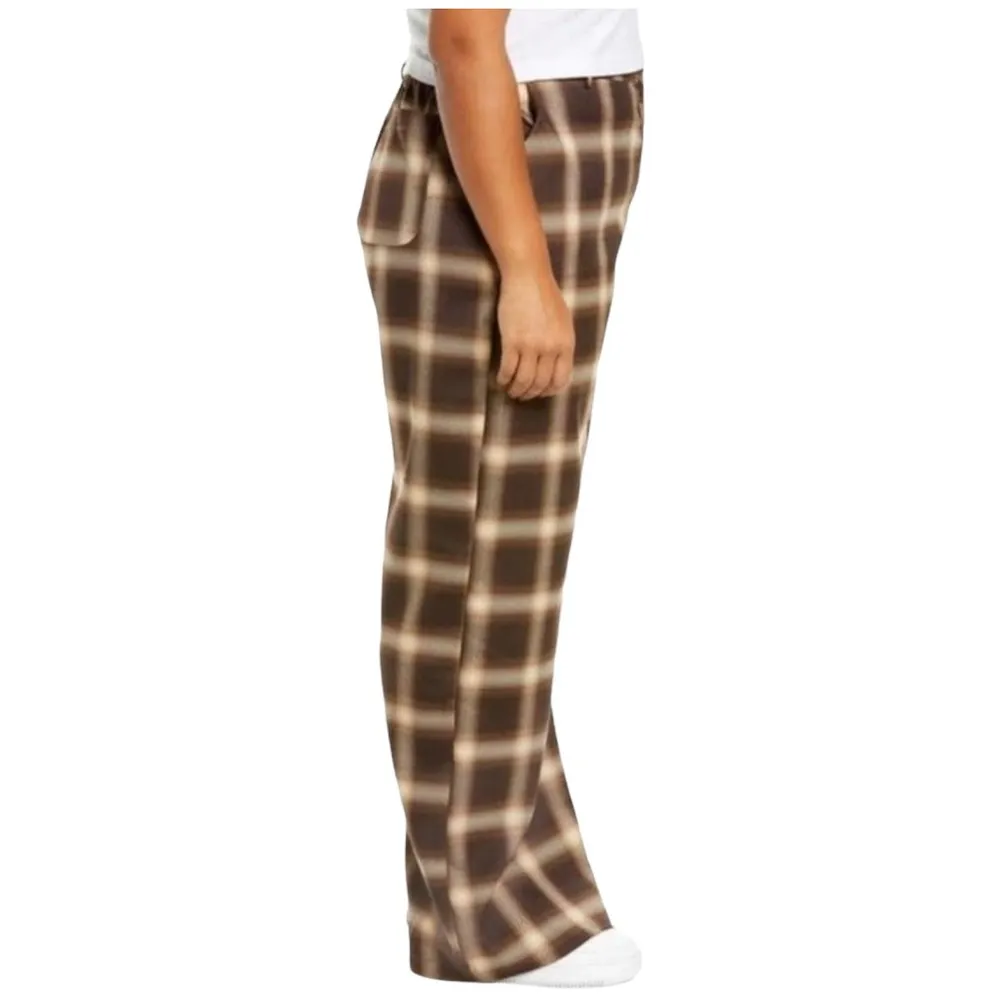 New BP Clothing Ombre Mix Plaid High Rise Wide Leg Trousers Brown 1X - Image 9