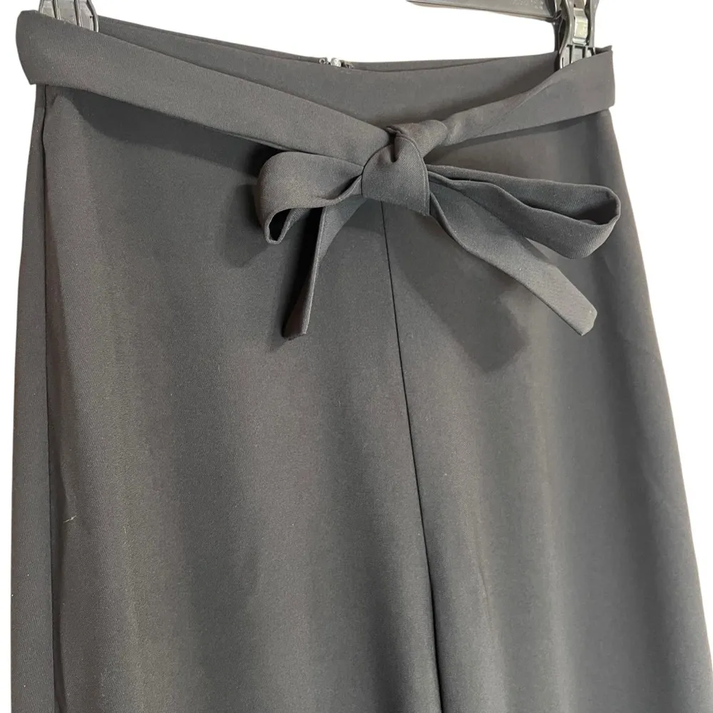 Amanda Uprichard Ariya Black Tie Waist Wide Leg Crepe Dress Pants REVOLVE XS - Image 4