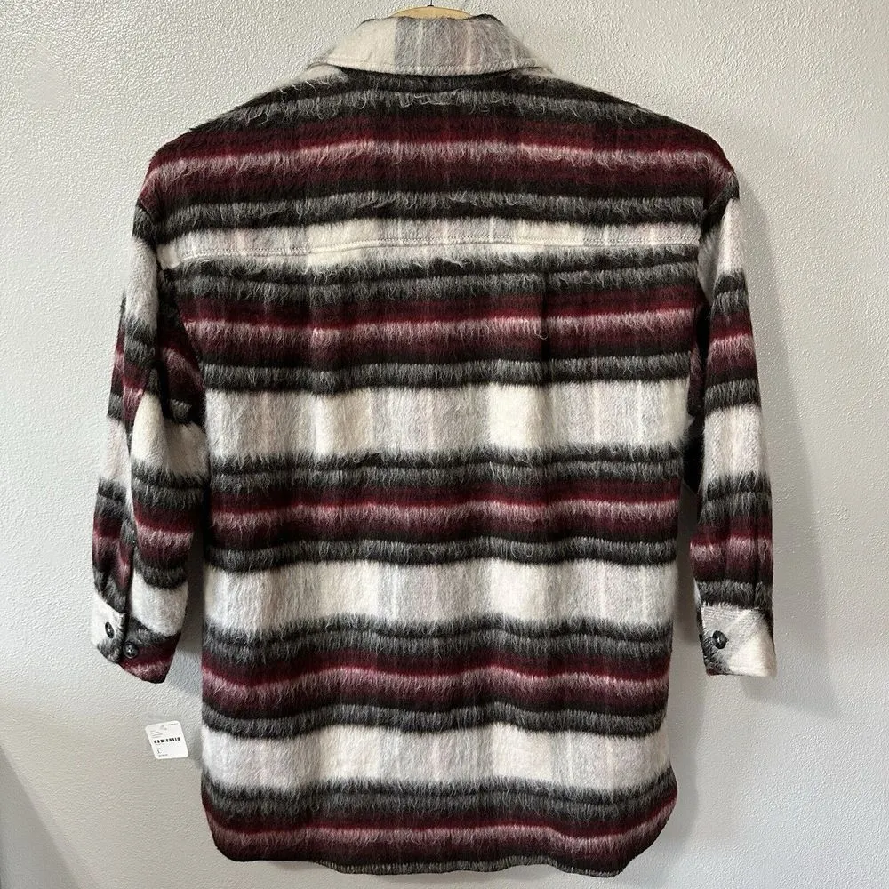We the Free People Vienna Shirt Jacket Brushed Wool Shacket Plaid Aztec Sz Large - Image 3