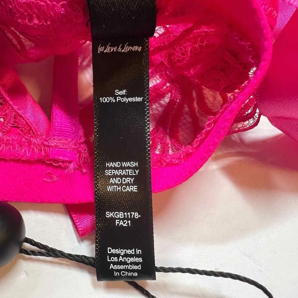 For Love & Lemons Soutache Lace Garter Belt Hot Pink Size Small New - Image 8