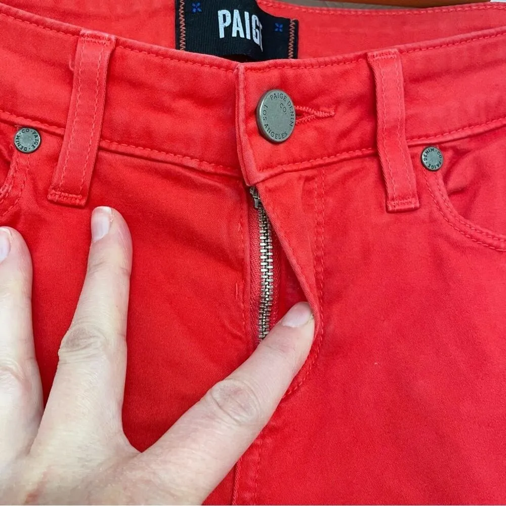 Paige Red Verdugo Ultra Skinny Jeans Womens 25 Fall Holiday Denim Zip Fly - Image 3