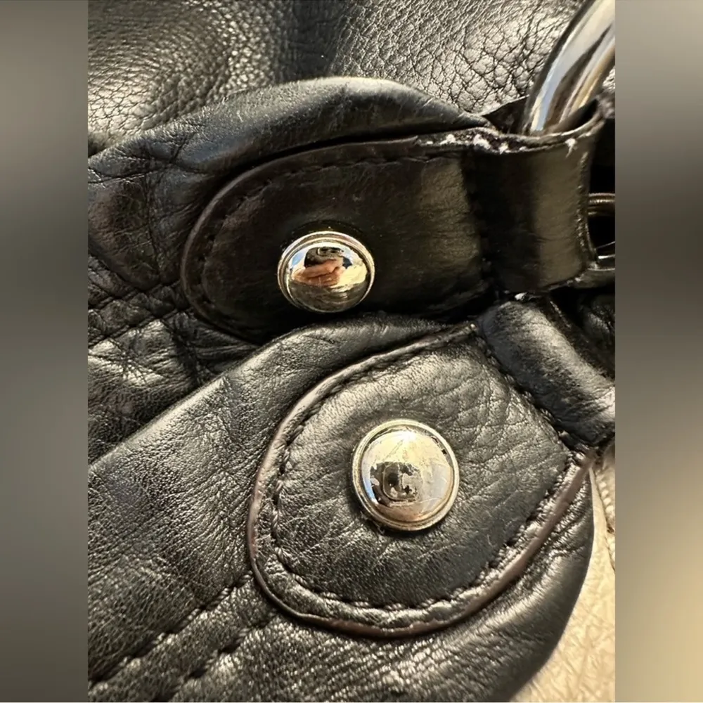 B Makowsky Black Leather Hobo Shoulder Bag Y2K
Animal Print Lining - Image 13