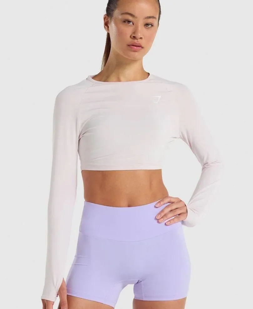 Gymshark Training Long Sleeve Crop Top cream xs gym - Image 2