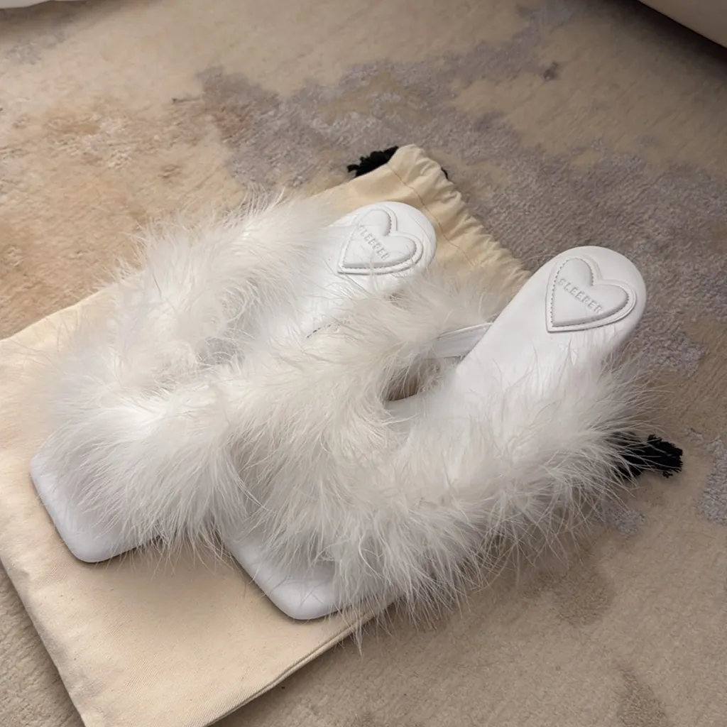 Sleeper White Fluffy Heels - Image 2