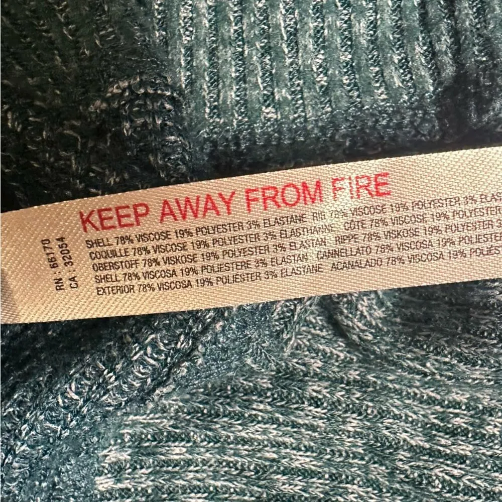 Anthropologie Daily Practice Cropped Waffle Knit Hoodie Teal - Image 4