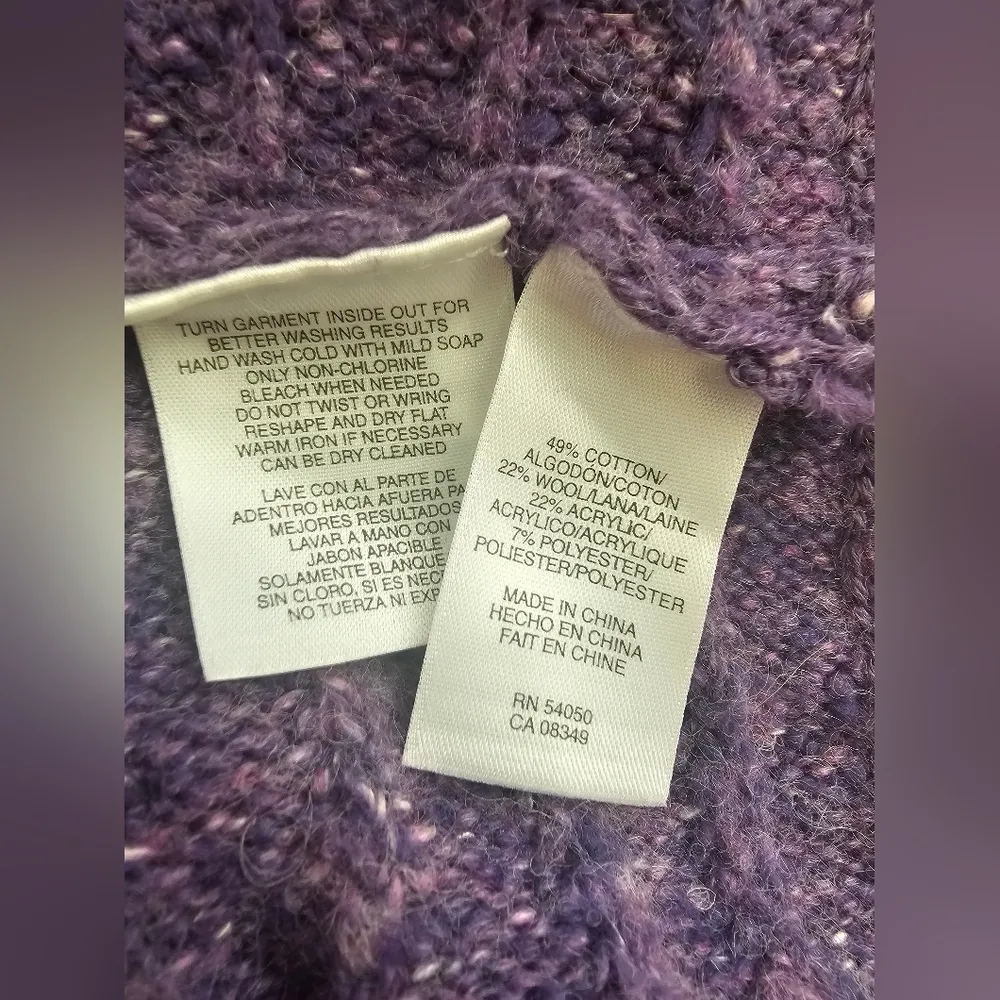 Jones New York Signature Purple Cowl Neck Turtleneck Sweater Size M - Image 5