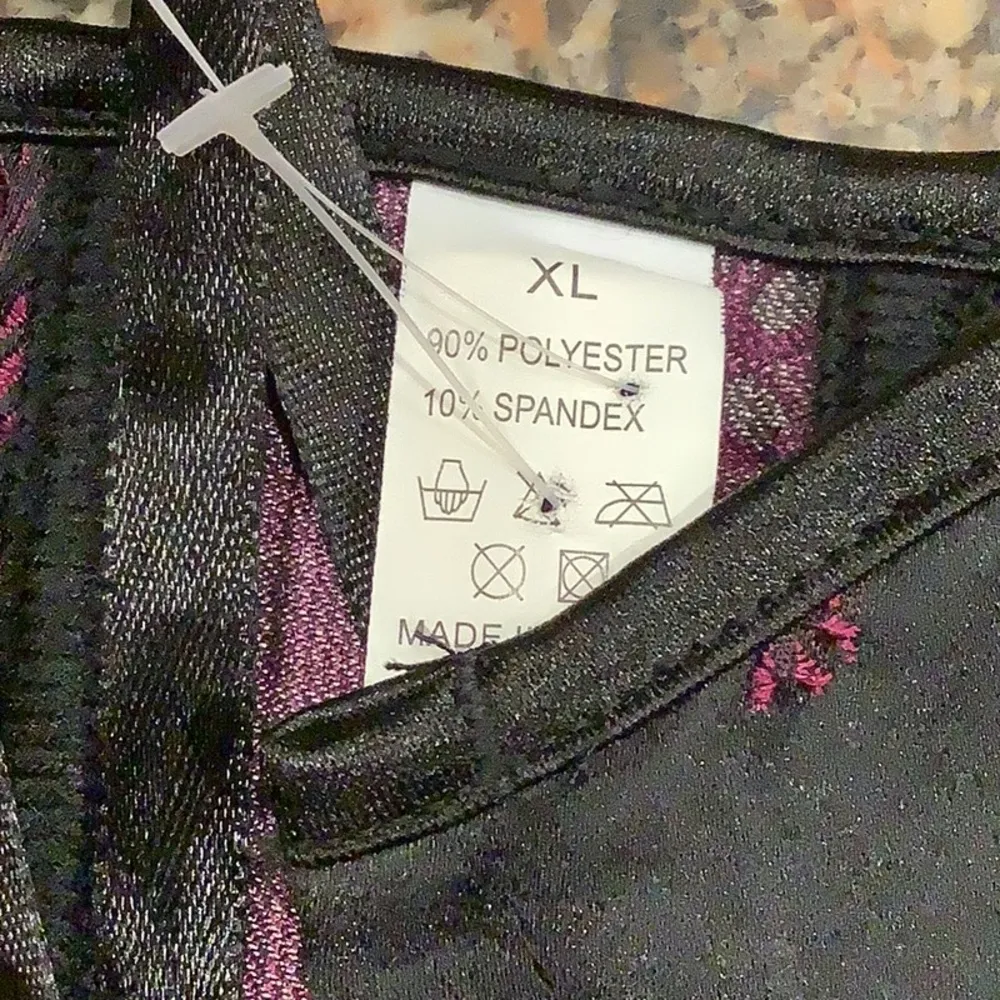 Floral Size XL Vintage Corset Black/Purple Corset W/ Front Clasp & Satin Tie. Black - Image 6