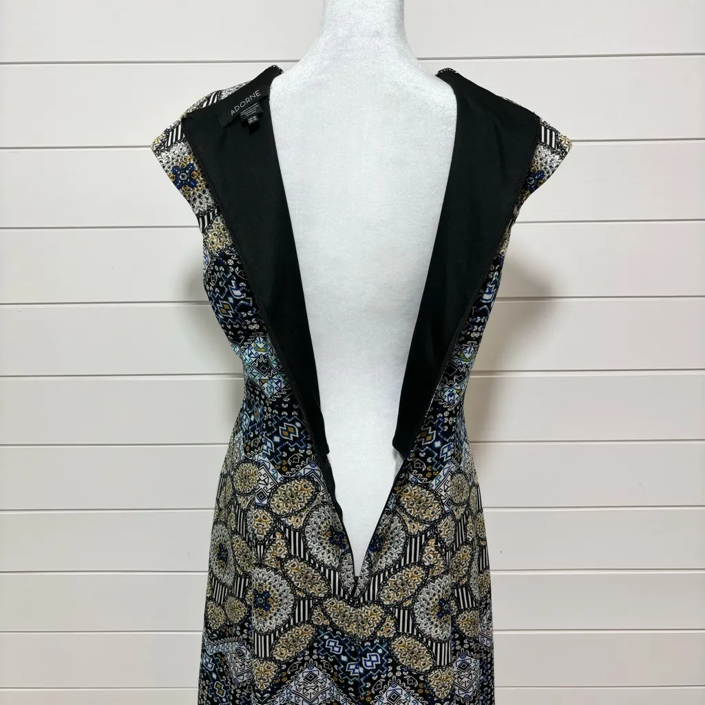 Adorne Naya Scuba Dress in Blue and‎ Golden Yellow Fit and Flare Size 10 - Image 7