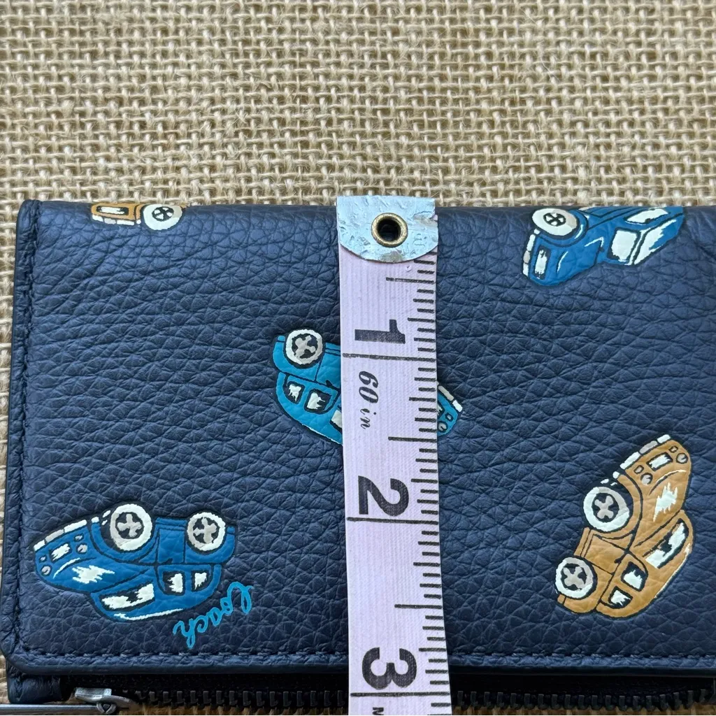 Coach Leather Car Print Multi Slim Bifold Card Wallet in Midnight Blue - Image 7