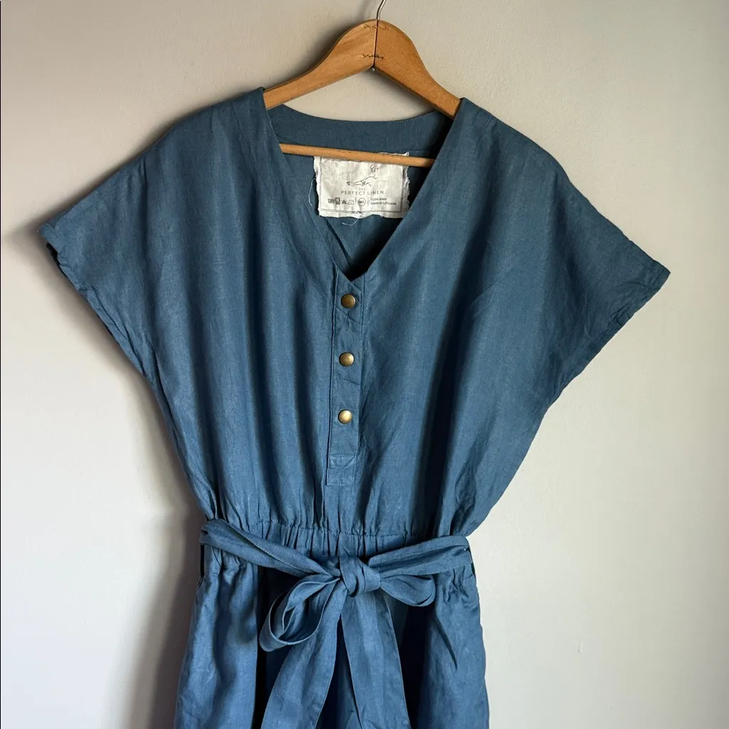 Not Perfect Linen Sydney Dress Blue Size M - Image 2