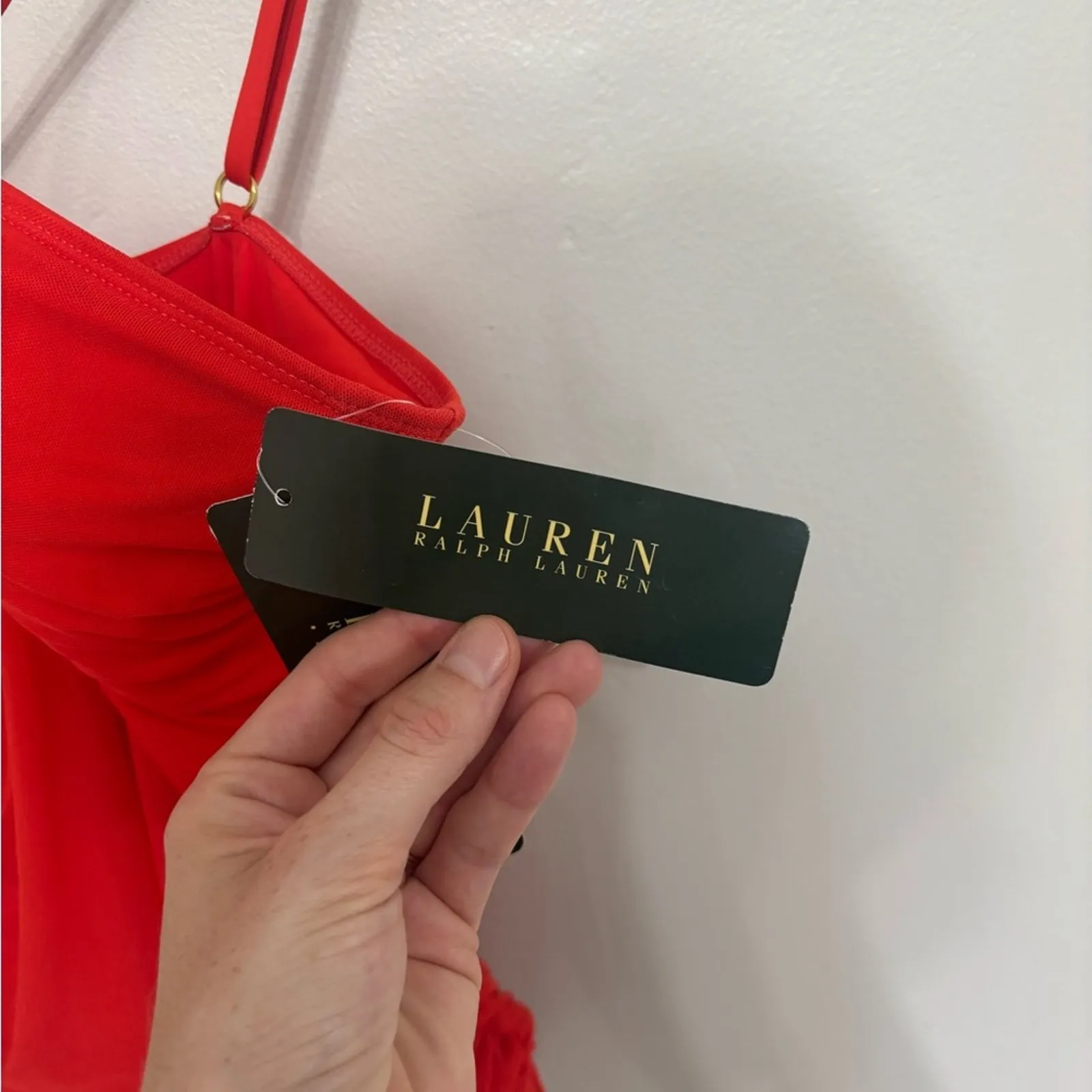 NWT Lauren Ralph Lauren One Piece Swimsuit in Bright Red - Size 12 - Image 5