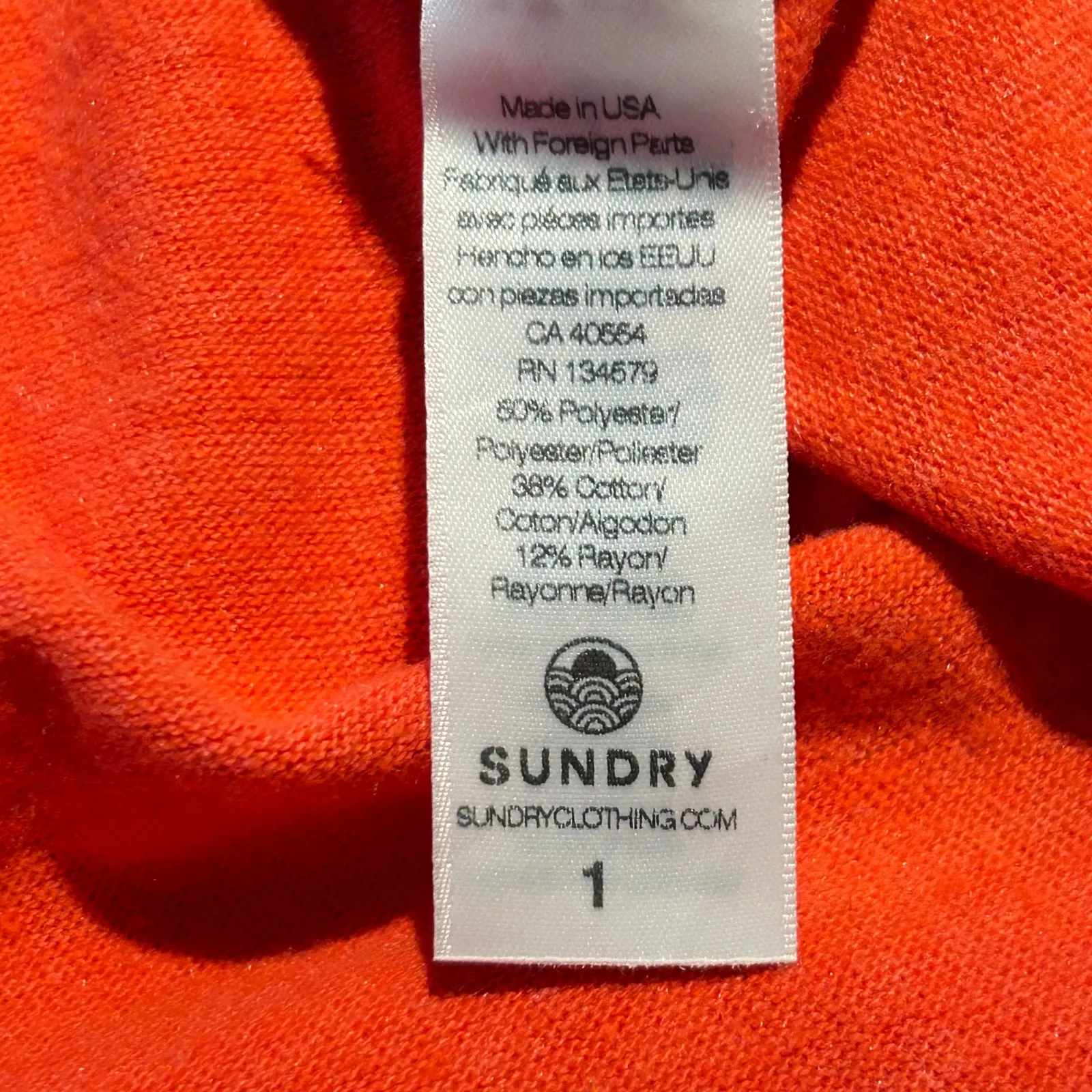 Sundry Good Vibes‎ Basic Crew Neck Pullover Sweatshirt Color Poppy - Size Small - Image 8