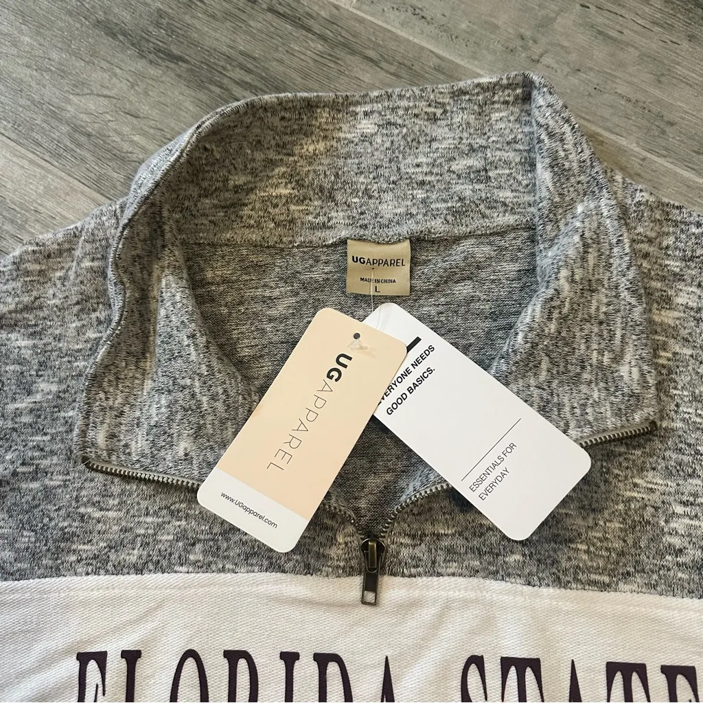 UG Apparel Florida State University Women's Large Gray
1/4 Zip Pullover NWT Gray - Image 4