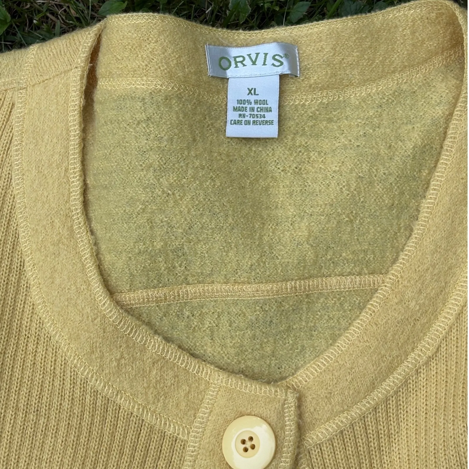 Vintage Wool Blend Butter Yellow Cardigan Jacket w Pockets Knit‎ Coat - Image 4