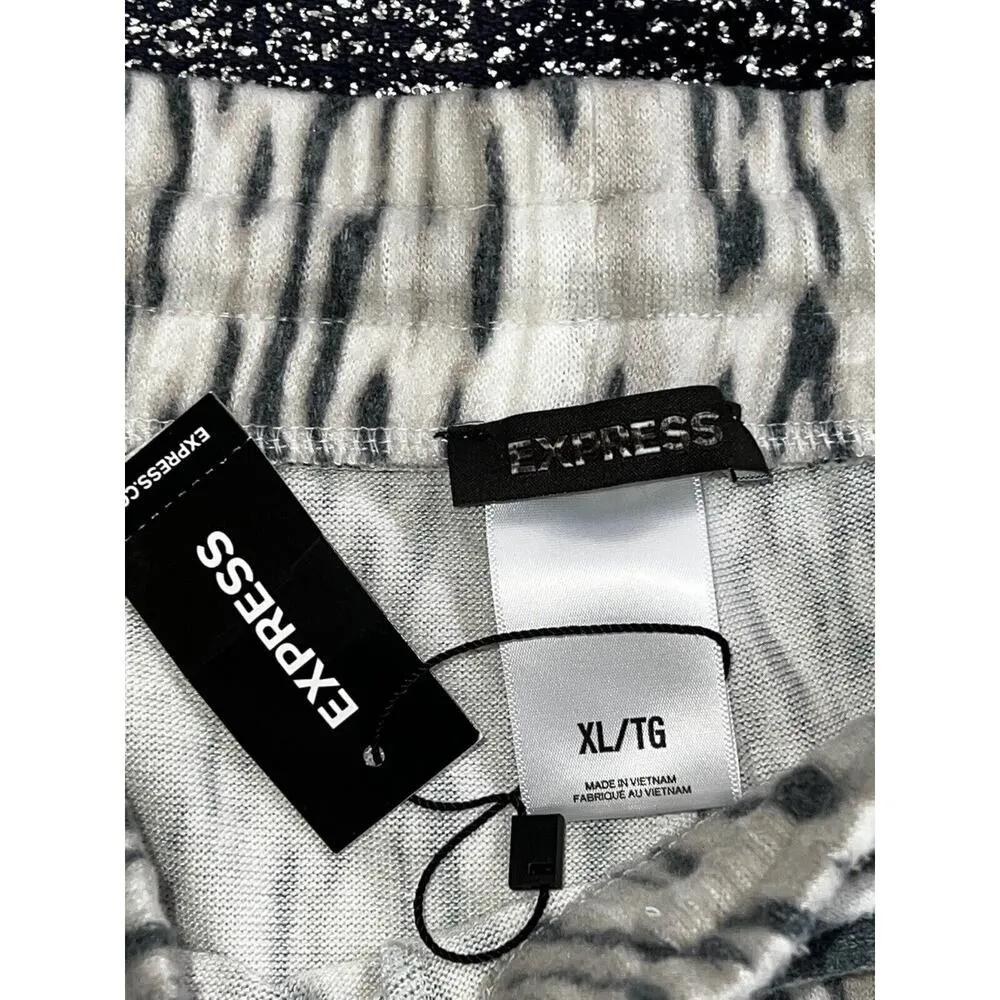 Express Lounge Pants Women XL High Waist Cozy Fleece‎ Soft Animal Print - Image 12