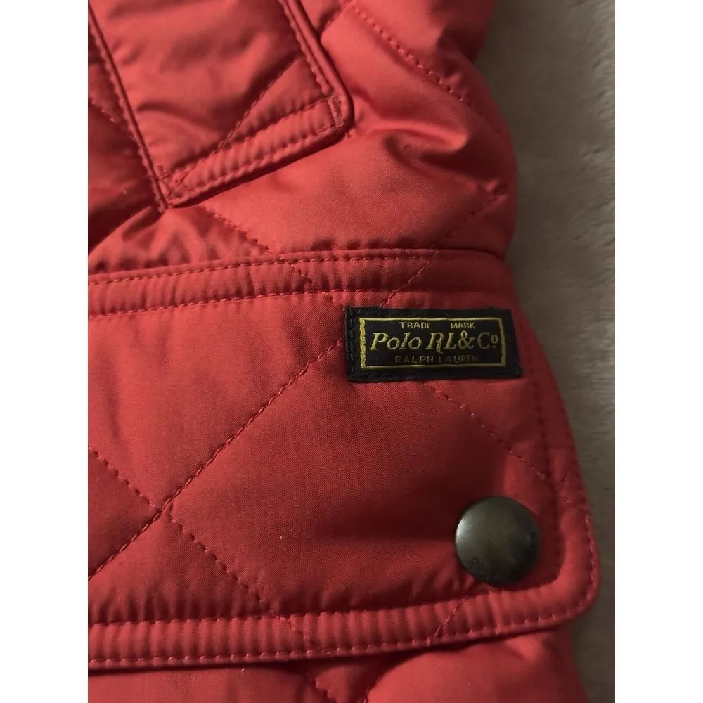 Polo Ralph Lauren‎ Women's Vest Quilted Corduroy Collar Red Size Small - Image 3