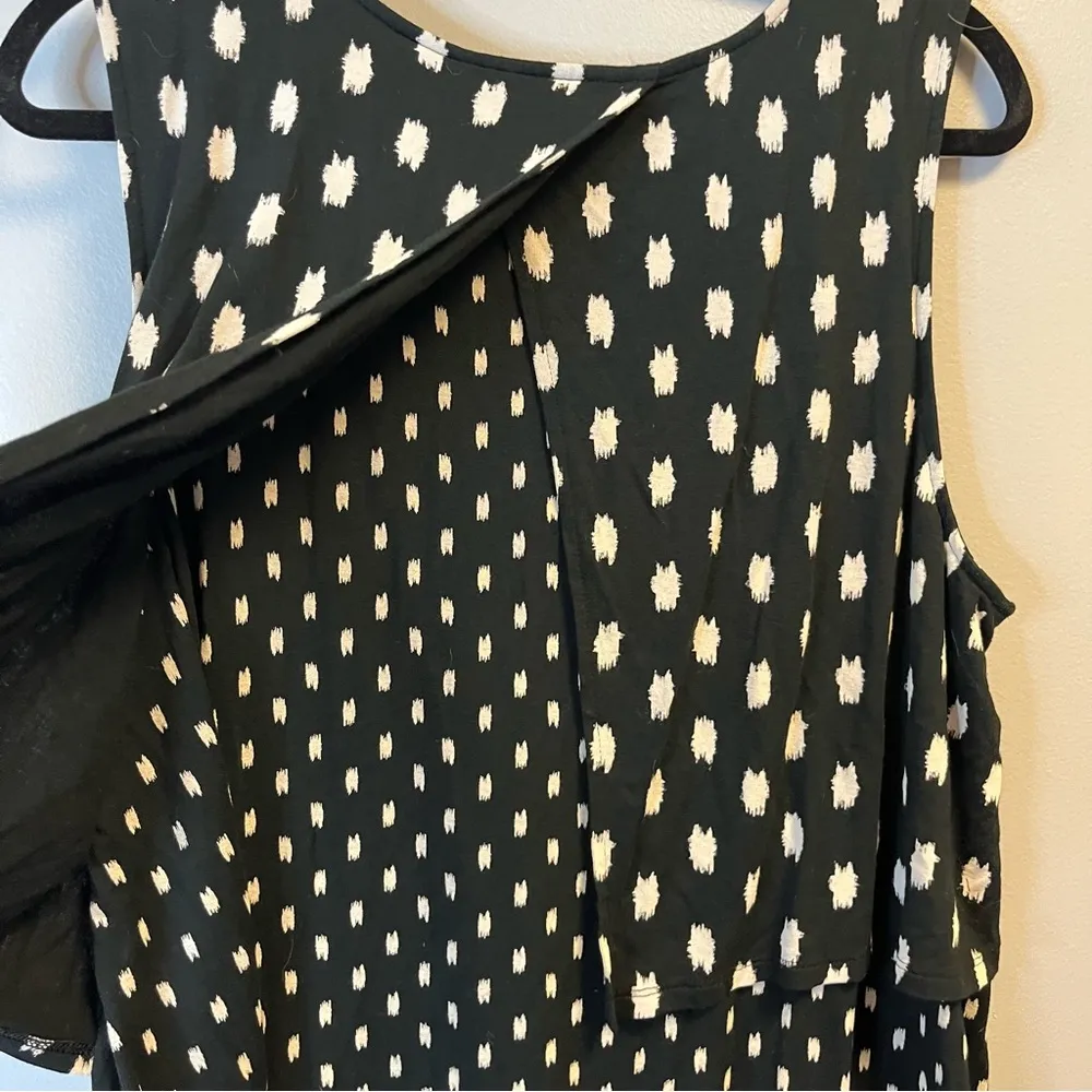 J. Jill Tank Black & White Polka Dot Scoop Neck Sleeveless w/ Flutter Back L GUC - Image 5
