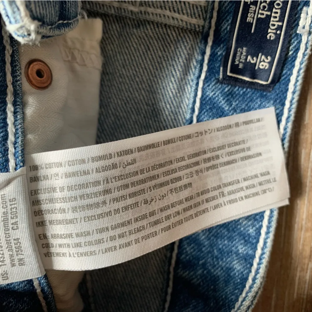 Abercrombie & Fitch Denim & White Striped Natural Rise Raw Hem Mini Skirt 26 2 - Image 5