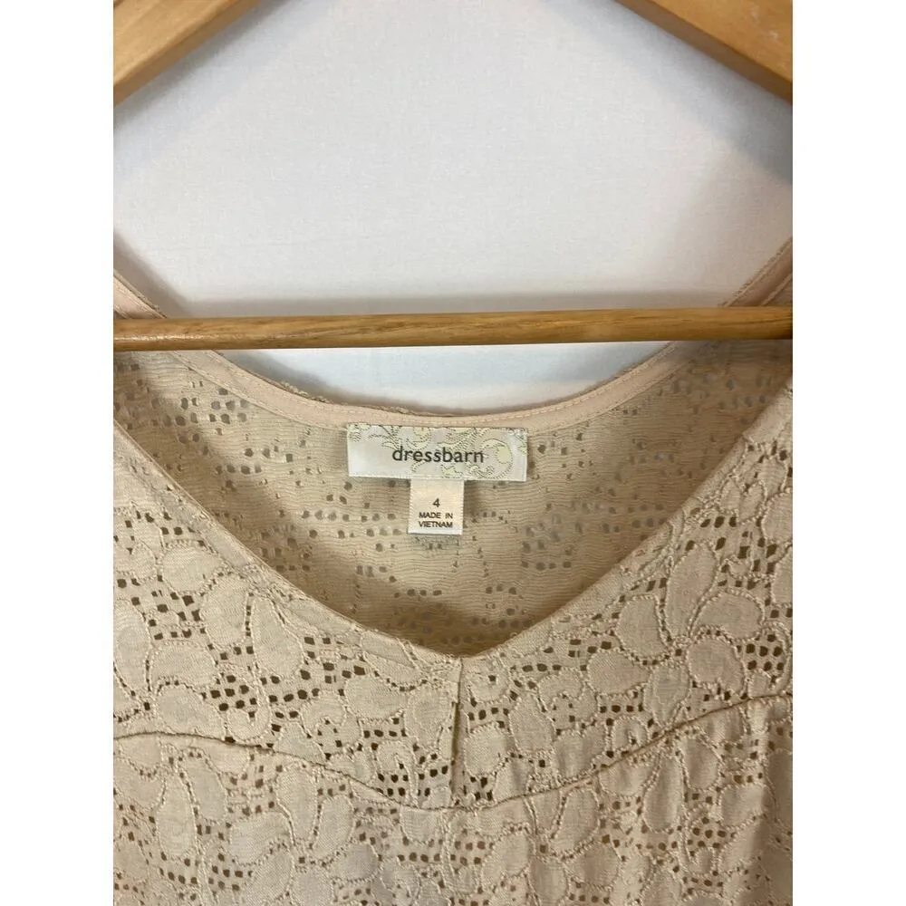 NWT Dressbarn Floral Knit Dress Tan Size 4 - Image 4