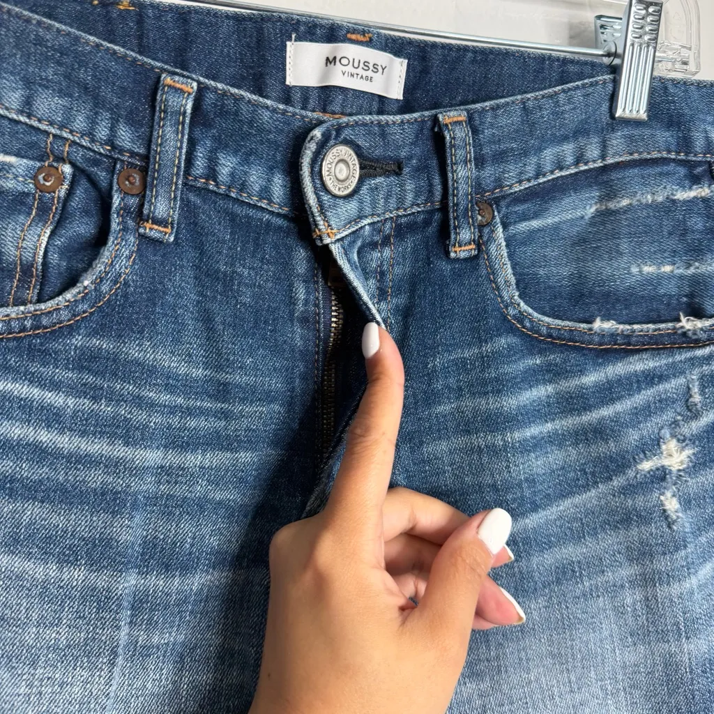 Moussy Vintage Lenwood Ankle Distressed‎ Blue Skinny Jeans Size 27 Designer - Image 9