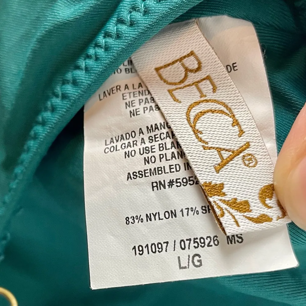 Becca Socialite Women’s Ruffle Plunge One Piece Swimsuit Fern - Image 4