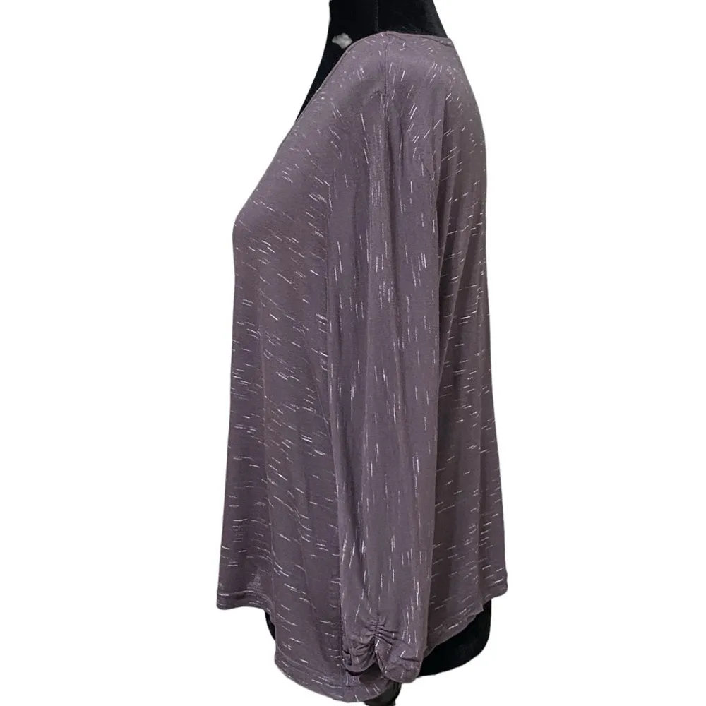 Hanna For La Journee Gray Purple Ruched Lagenlook Stretch Wool Top Size 2 Size M - Image 3