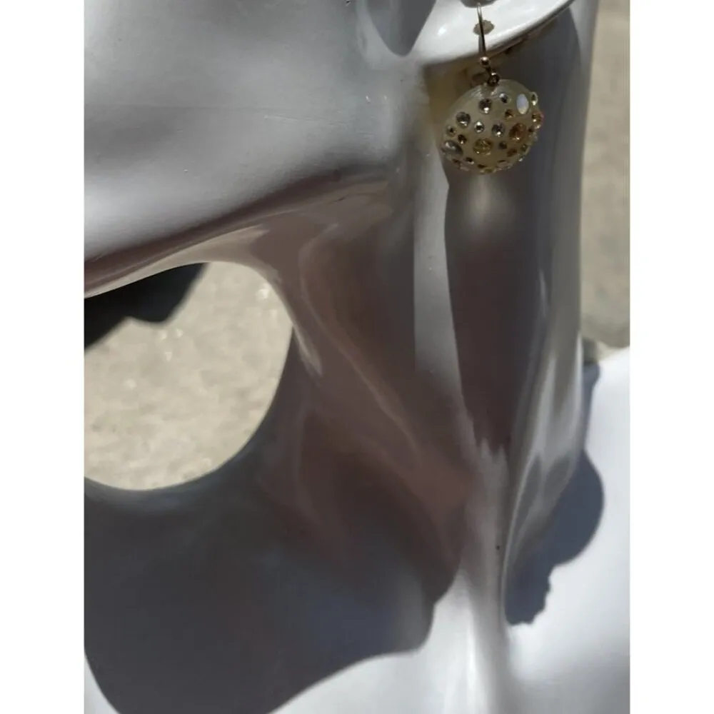 ALEXIS BITTAR White Clear Gray Lucite Crystal Dangling Ball Clip Earrings RARE - Image 8