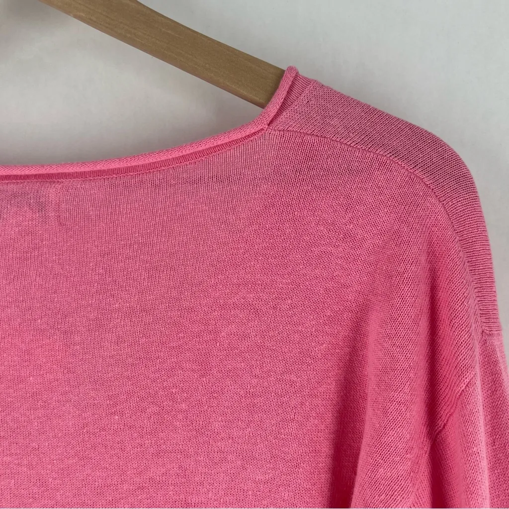 J. Crew Factory Linen‎ Blend Button Tunic Sweater Pink V Neck Long Sleeve - Image 11