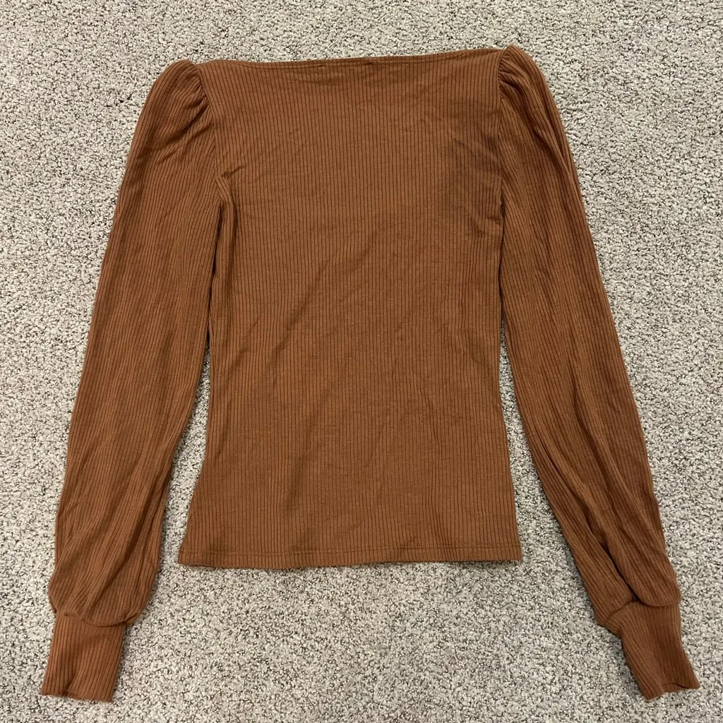 Reformation vita ribbed long sleeve top in brown toffee - Image 5
