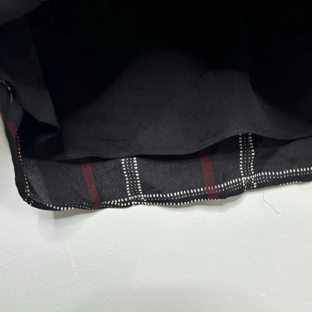 ALC Simona Plaid Long Sleeve Mini Shirt Silk Dress Black 4 - Image 12
