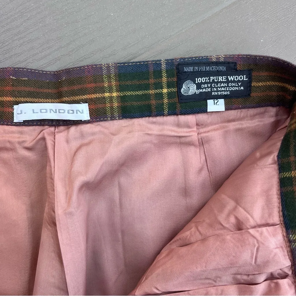 Vintage 80s Orange Brown Blue Plaid Culotte Shorts Wool High Rise Size 12 *Read - Image 8