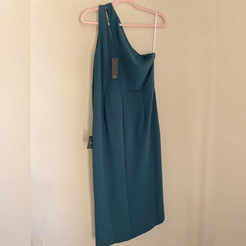 Lulus Enchanting Essence Green One-Shoulder Cutout Tulip Dress NWT - Image 4